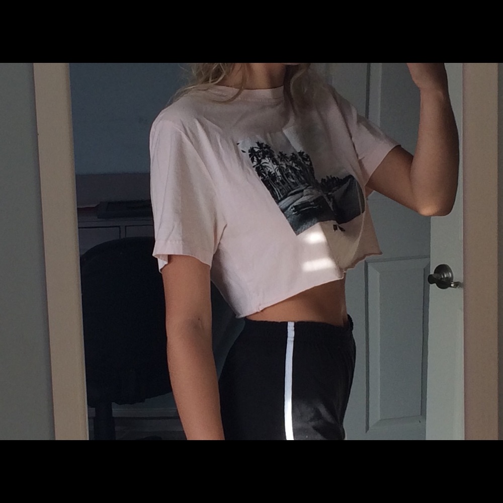 “Charged up” baby pink cropped car T-shirt